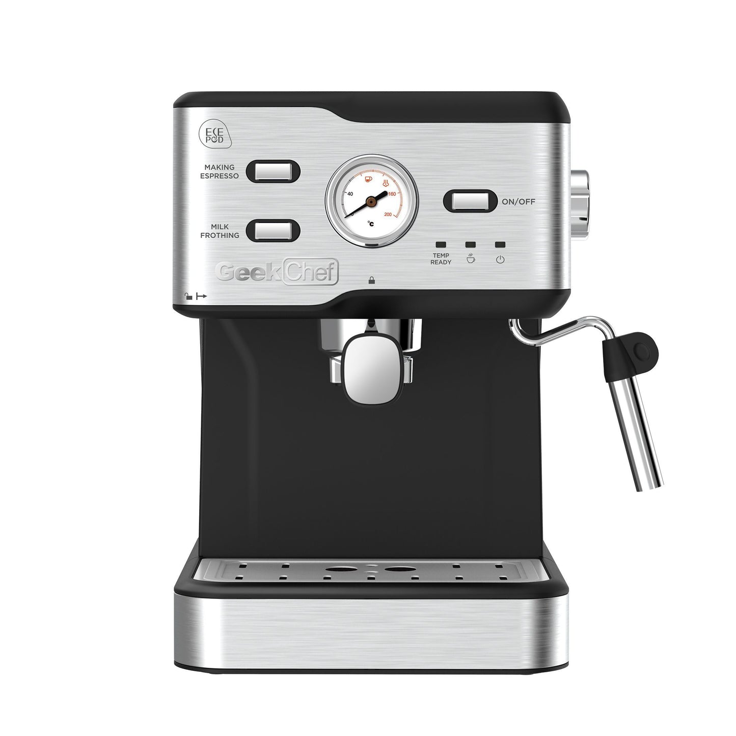 Espresso Machine 20 Bar Pump Pressure Cappuccino latte with ESE POD filter&Milk Frother Steam Wand&thermometer, 1.5L Water Tank, Stainless steel Espresso Complimentary ESE Filter Ban on Amazon