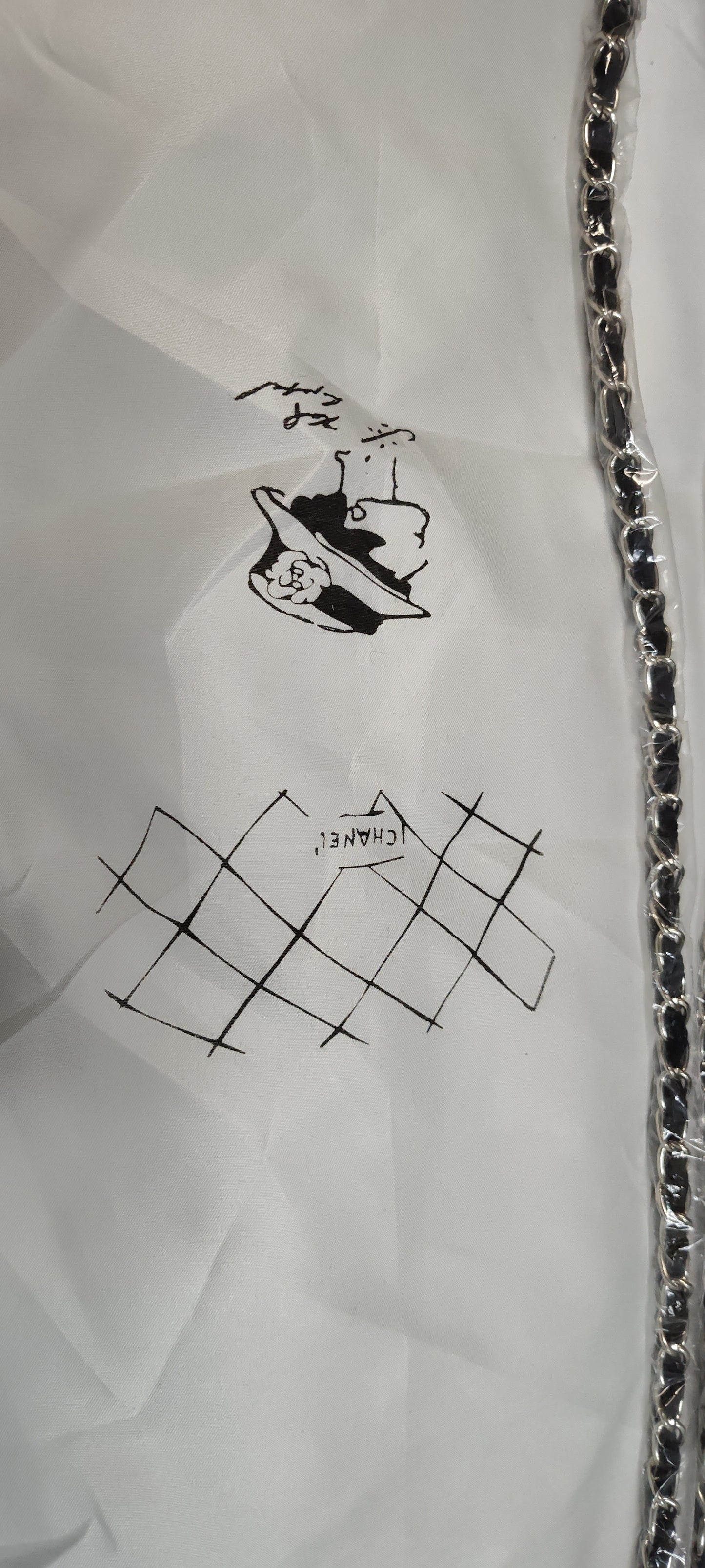 Inspired By: Chanel deauville tote white embroidered letters, canvas bag