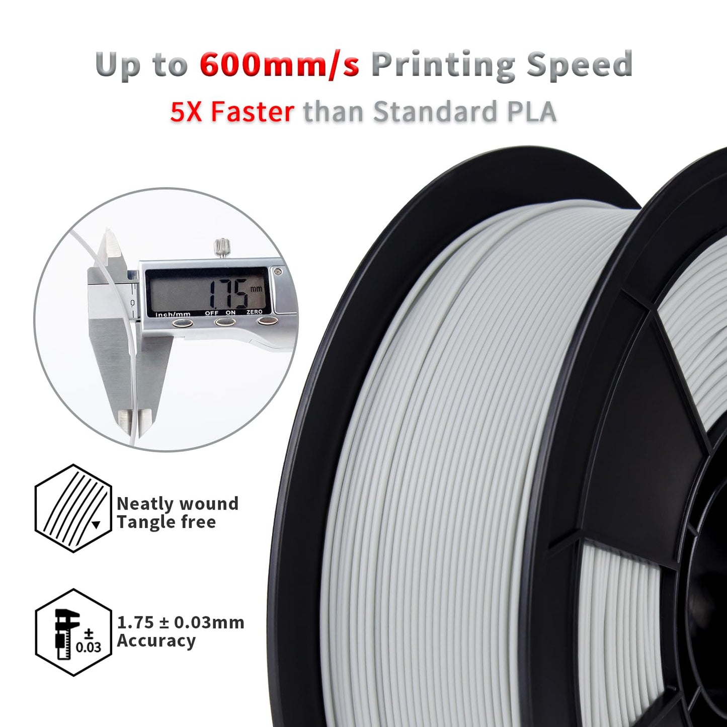ZIRO High Speed Filament 1.75mm, Up to 600mm/s, HS-PLA Filament 1.75, Fast Printing Speedy PLA Filament, Dimensional Accuracy +/-0.03mm, Fit Most FDM 3D Printers, 3D Printing Rapid Spool, 1KG, Magenta