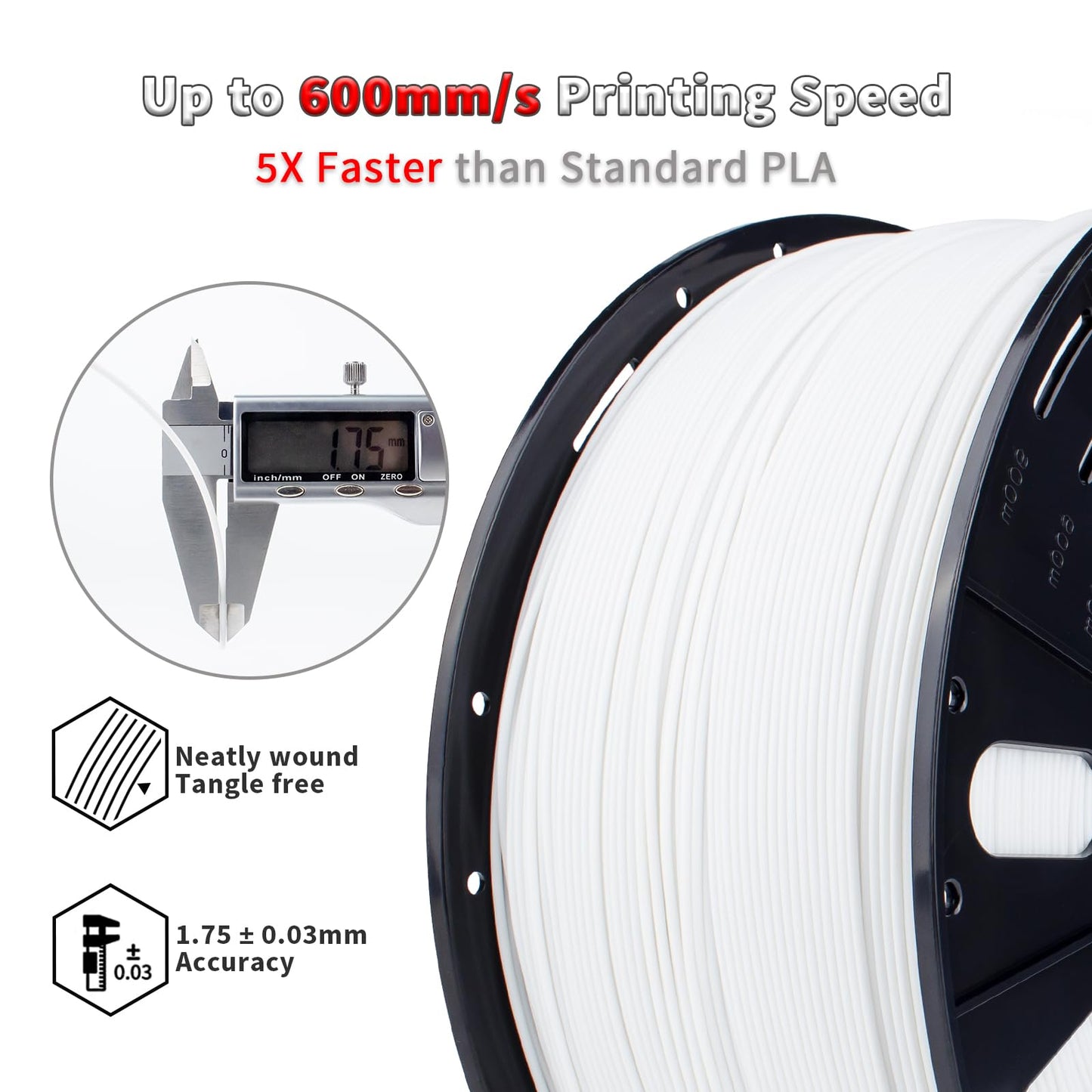 ZIRO High Speed Filament 1.75mm, Up to 600mm/s, HS-PLA Filament 1.75, Fast Printing Speedy PLA Filament, Dimensional Accuracy +/-0.03mm, Fit Most FDM 3D Printers, 3D Printing Rapid Spool, 1KG, Magenta