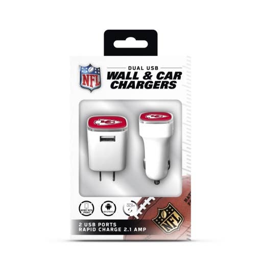 NFL Kansas City Chiefs Car and Wall Charger 2Pk
