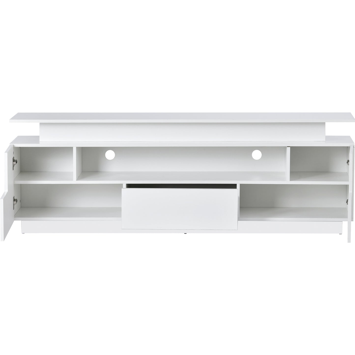 ON-TREND Stylish Functional TV stand, 5 Pieces Floating TV Stand Set, High Gloss Wall Mounted Entertainment Center with 16-color LED Light Strips for 75+ inch TV, White