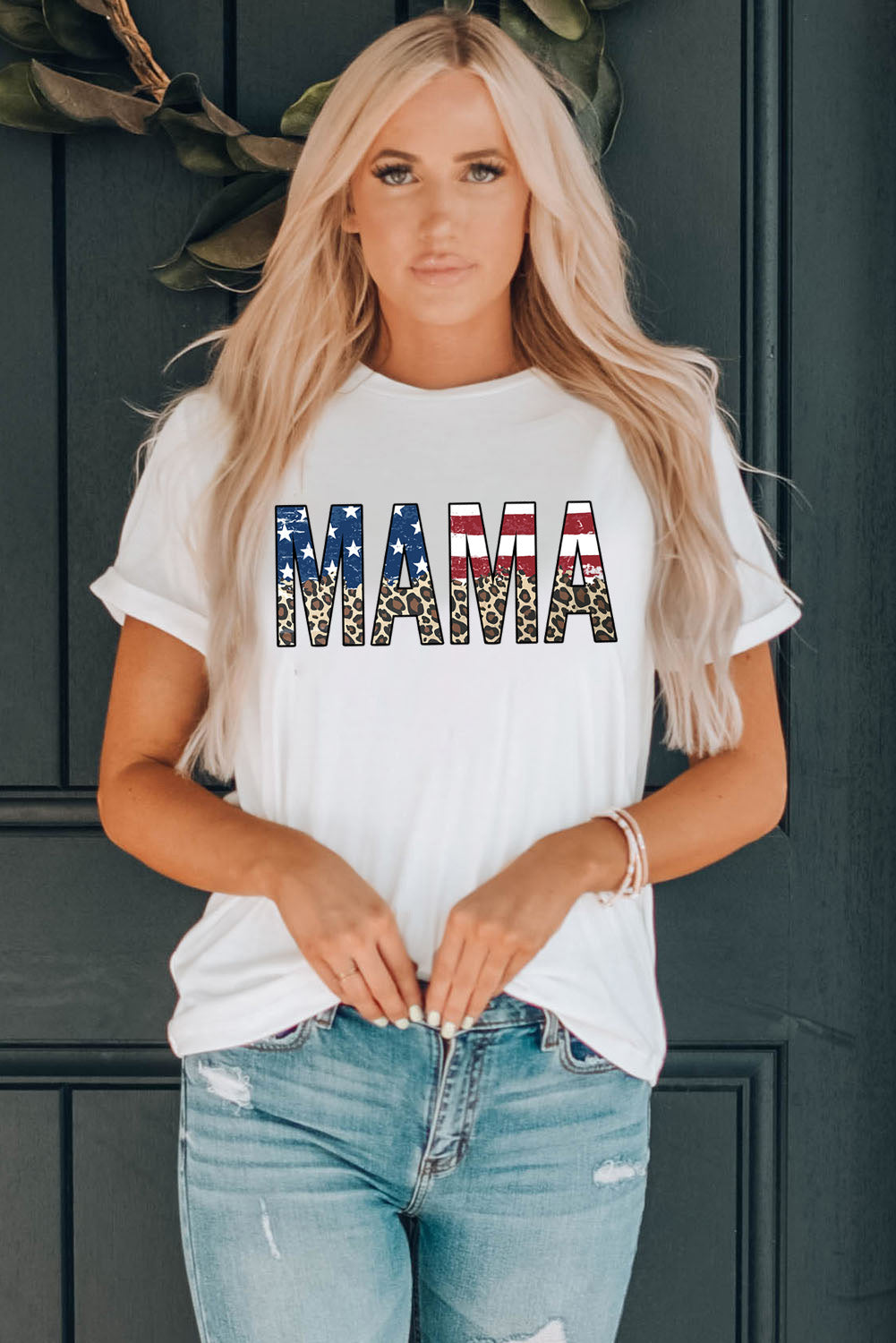 American MAMA Round Neck Short Sleeve T-Shirt